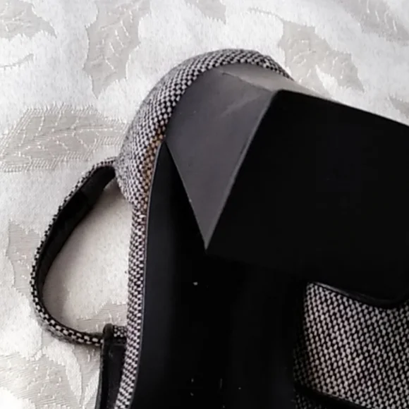 Hype Tweed Shoes Chunky Flared Heels Square Toe 7M - Picture 5 of 8